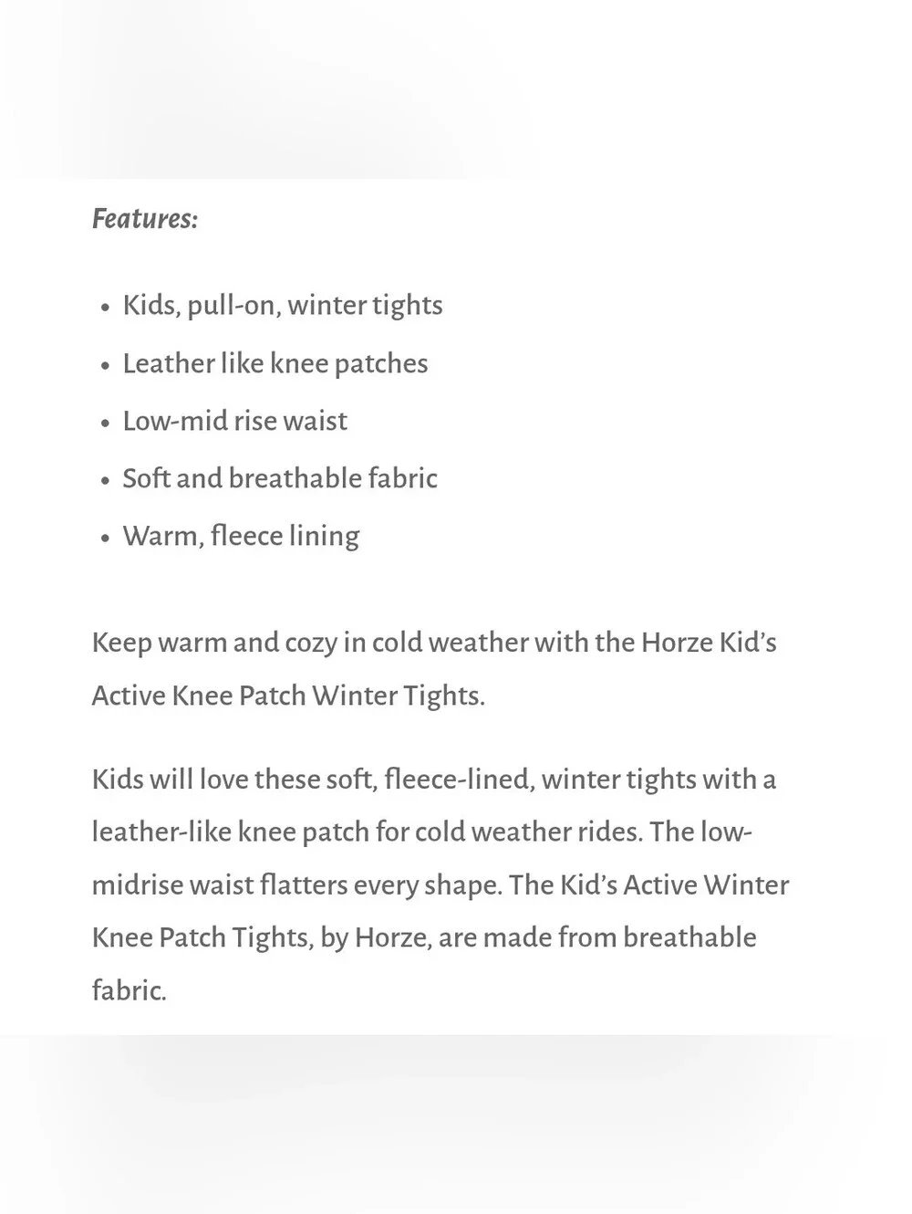 Horze active tights riding pants fleece winter Kids EU 110/ US XXS New Black